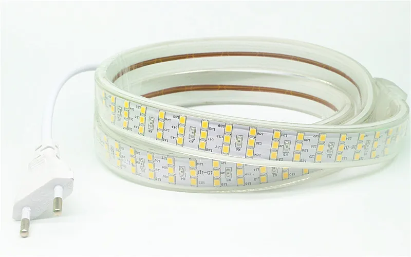 AC 220 V 2835 SMD 276 светодиодный s/m полосы света трехрядные ширина 20 мм белый/теплый белый водонепроницаемый IP67 гибкий светодиодный свет ленты