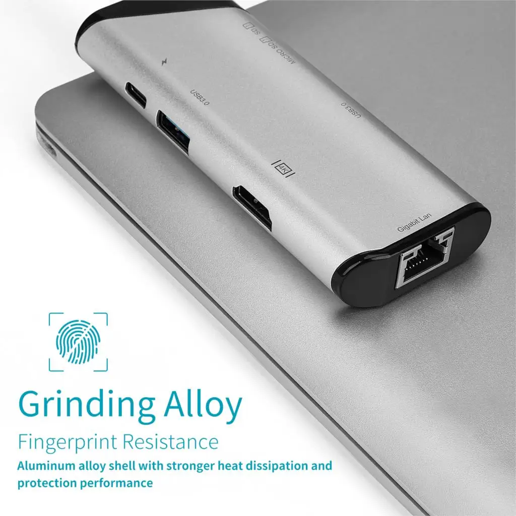 Концентратор USB C 7 в 1 адаптер HDMI Ethernet Rj45 4K 3 устройство для чтения SD/TF карт MacBook Pro iPad