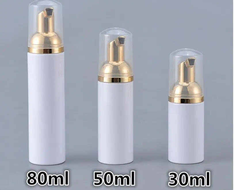 

10pcs 30/50/80ml Plastic Foaming Bottle Soap Mousses Liquid Dispenser Froth Shampoo Lotion Bottling Foam Bottles With Gold Pump