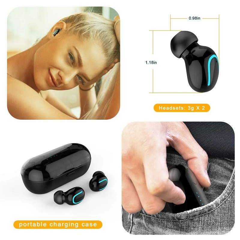 Bluetooth 5,0, мини Tws, спортивные наушники, беспроводная гарнитура, наушники с светильник, микрофон, Автоматическое Сопряжение, наушники для apple, samsung