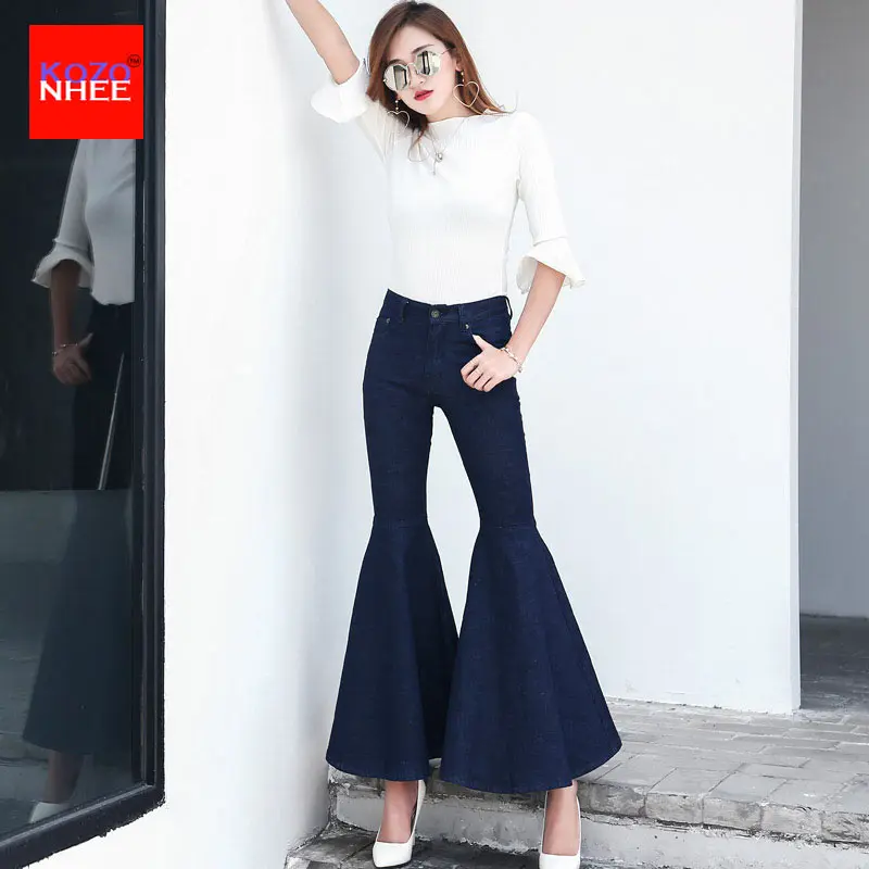 Эластичные расклешенные женские джинсы брюки эластичные для девочек женщин |