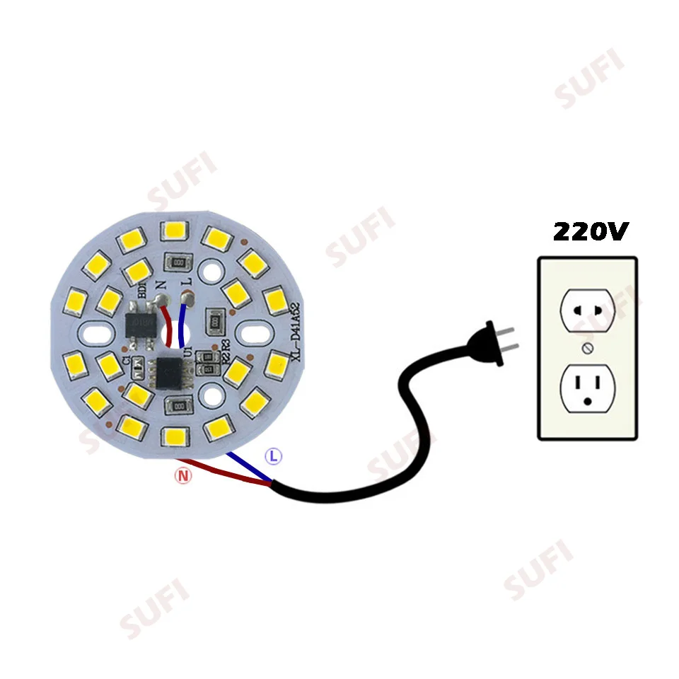 AC220V 3 Вт 5 7 9 12 Светодиодная лампа SMD интегрированный IC драйвер алюминиевая панель