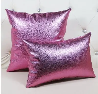 European post-modern shiny double-sided metallic PU cushion cover immitation leather pillowcase backrest pillow covers indoor | Дом и сад