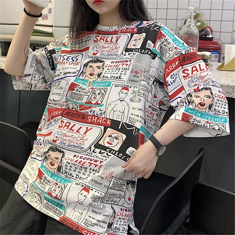Женская летняя футболка большого размера harajuku в стиле хип хоп Повседневная
