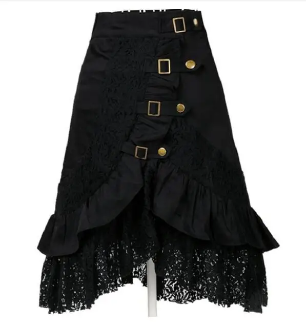 European and American  style fashion Women Large Size Black Lace Skirt Punk Rock Gothic Skirt