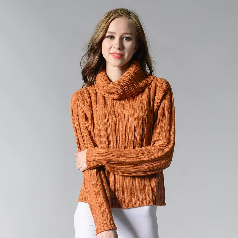2018 Fashion Women's High-necked Long Sleeves Slim Sweater Casual Ladies Round Neck Pullover Female Autumn Winter YH-0607032G | Женская