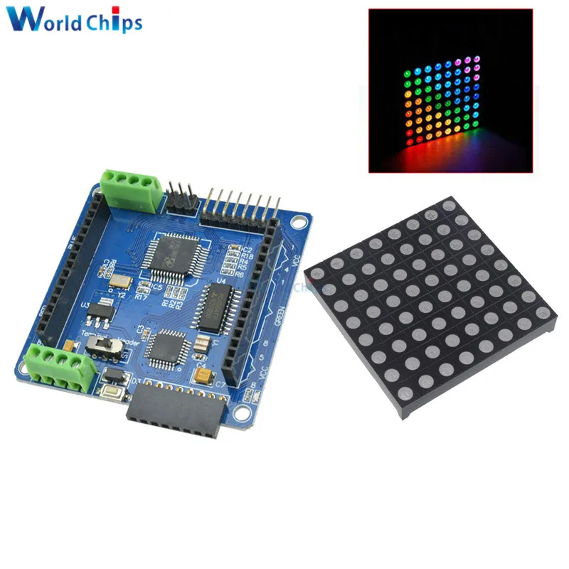Плата драйвера 8x8 8*8 RGB с радужной подсветкой и полноцветной V2.0 миниатюрная