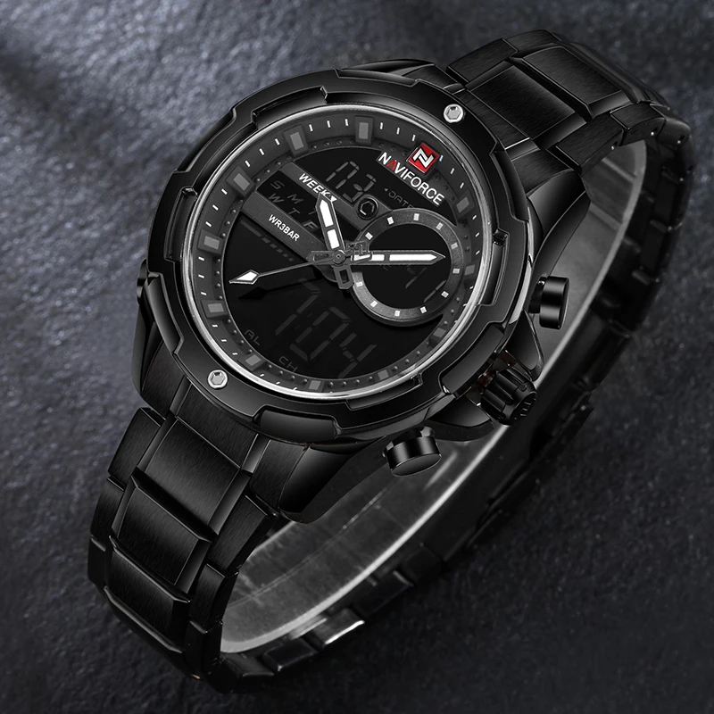 NAVIFORCE Элитный бренд светодио дный мужчин светодиодный цифровой спортивные часы