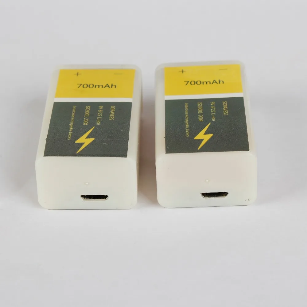 SORAVESS перезаряжаемые 6F22 литий ионный 9 В в Usb батарея батарейки 700 мАч сотовый для