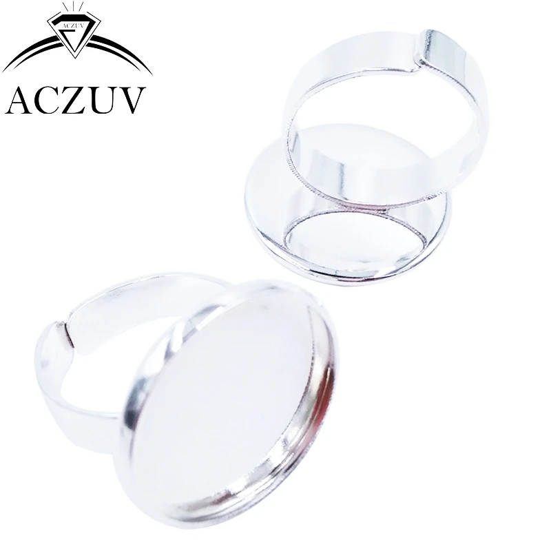 Silver Plated 200pcs 12mm 14mm 16mm 18mm 20mm Cabochon Settings Adjustable Ring Blanks Bezel Blank Ring Base RRS002