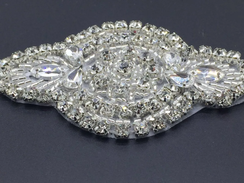 Серебряный цветочный свадебный пояс и для невесты с кристаллами аппликация