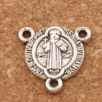saint benedict medal cross triangular 3 strand charm spacer end connector 15 9x15 9mm 34pcs zinc alloy jewelry diy l1711