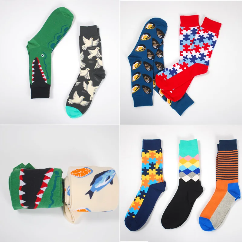 LIONZONE 2 пар/лот красочные нескользящих носочков Для мужчин Calcetines Divertidos