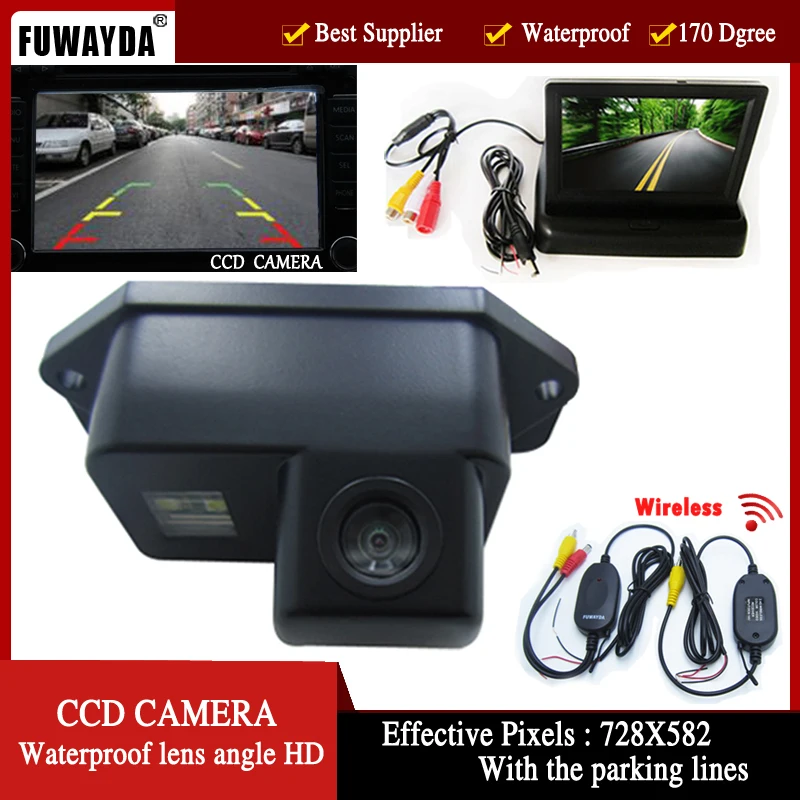 FUWAYDA Беспроводная цветная CCD Автомобильная зеркальная камера заднего вида для