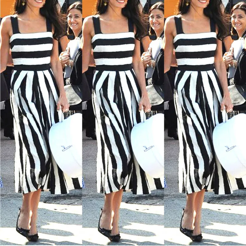 Платье женское длинное в полоску пляжный праздничный сарафан стиле бохо из