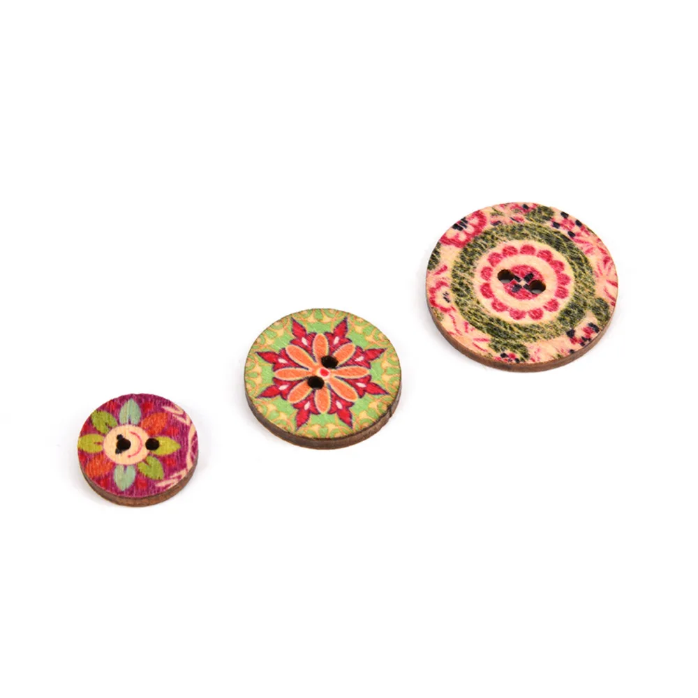 100 шт./лот деревянные пуговицы с 2 отверстиями в ретро стиле окрашенные винтажные