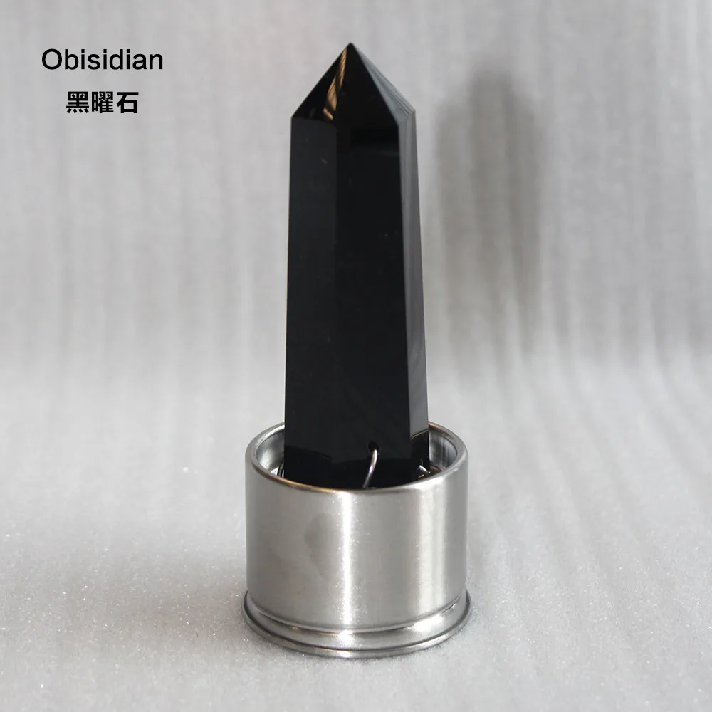 obsidian Натуральная кристаллическая каменная колонна кварца из различных материалов волшебная палочка заживляет энергетический Камень Точка стакана воды bottel орнамент заменить - Цвет: obsidian