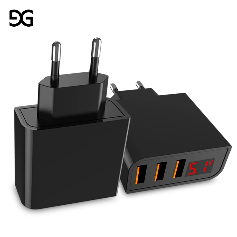 GUSGU светодиодное Цифровое зарядное устройство с 3 портами USB универсальное