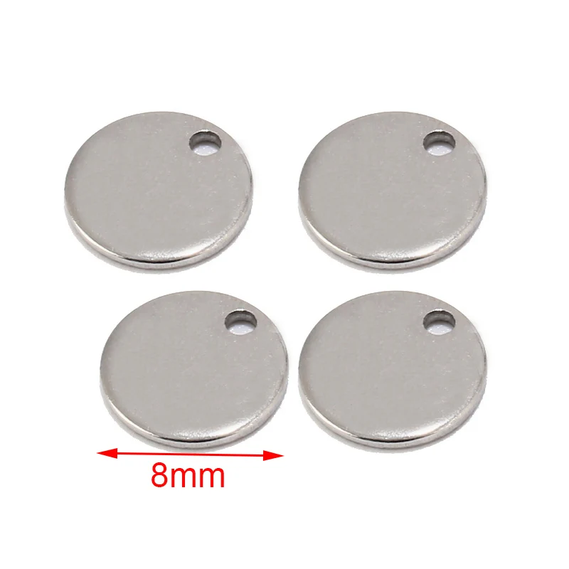 8mm Dull Silver Пустые штамповочные бирки в форме сердца из нержавеющей стали, золотые плоские бусины, подвески в виде сердца, подвески, фурнитура для ювелирных изделий, индивидуальный тег - Окраска металла: 8mm Dull Silver