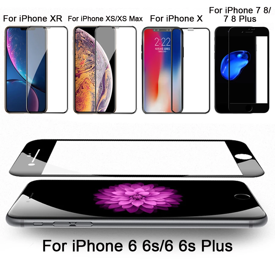 Для iPhone XS Max стекло для iPhone XR X 10 8 7 6s 6 Plus закаленное стекло 5D полное покрытие Защитное стекло для экрана протектор
