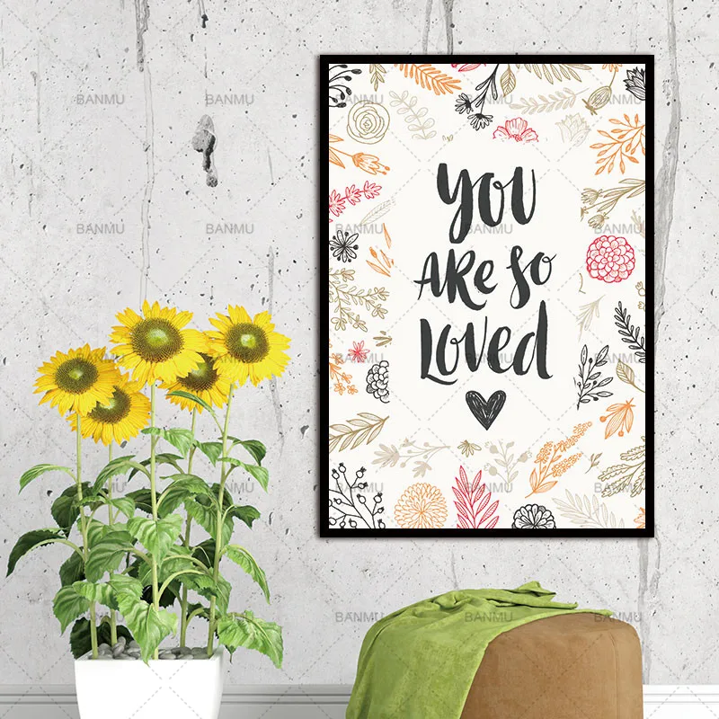 Настенные картины с надписью You are so Love в скандинавском стиле художественные для