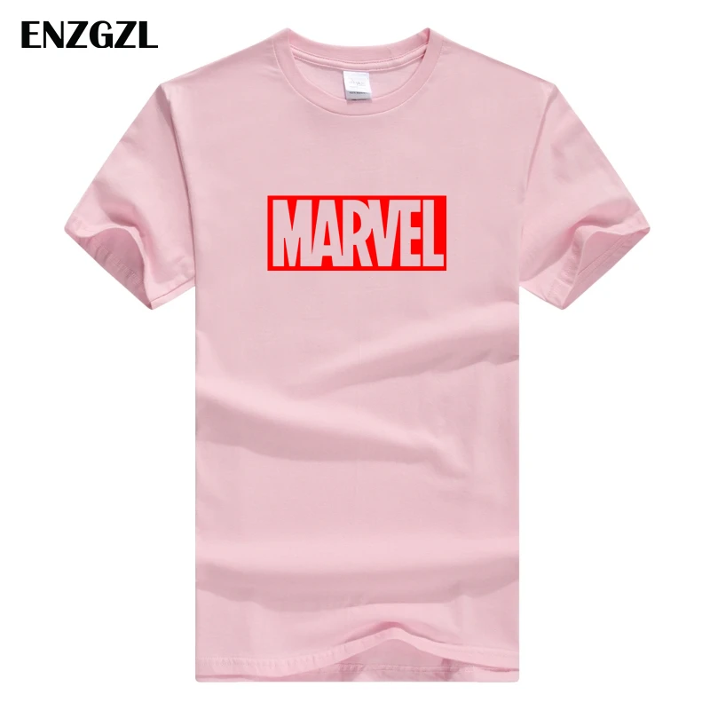 ENZGZL одежда летние футболки мужские MARVEL хлопок короткий рукав Футболка облегающая Мужская футболка с круглым вырезом XS S M L XL уличная одежда - Цвет: D-R-PINK