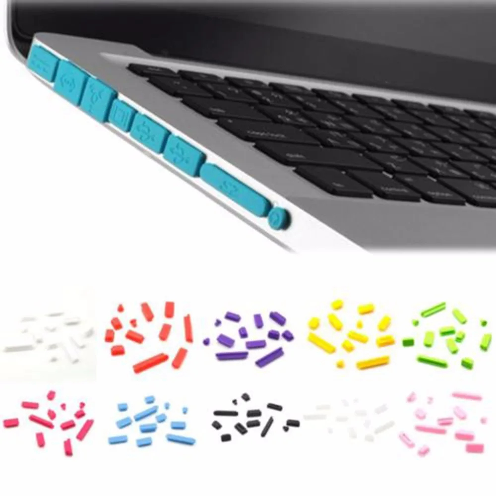 

12pcs Rubber Anti-Dust Plug Dustproof Cover Stopper Colorful Soft Silicone Dust Plug for Macbook Air 13" 11" Retina Ports Laptop