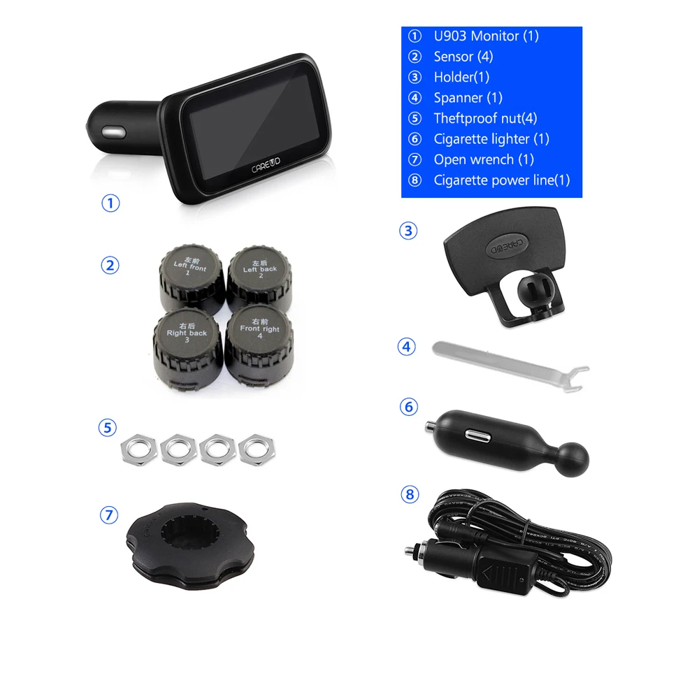 U903 автомобильный TPMS система контроля давления в шинах четыре внешних