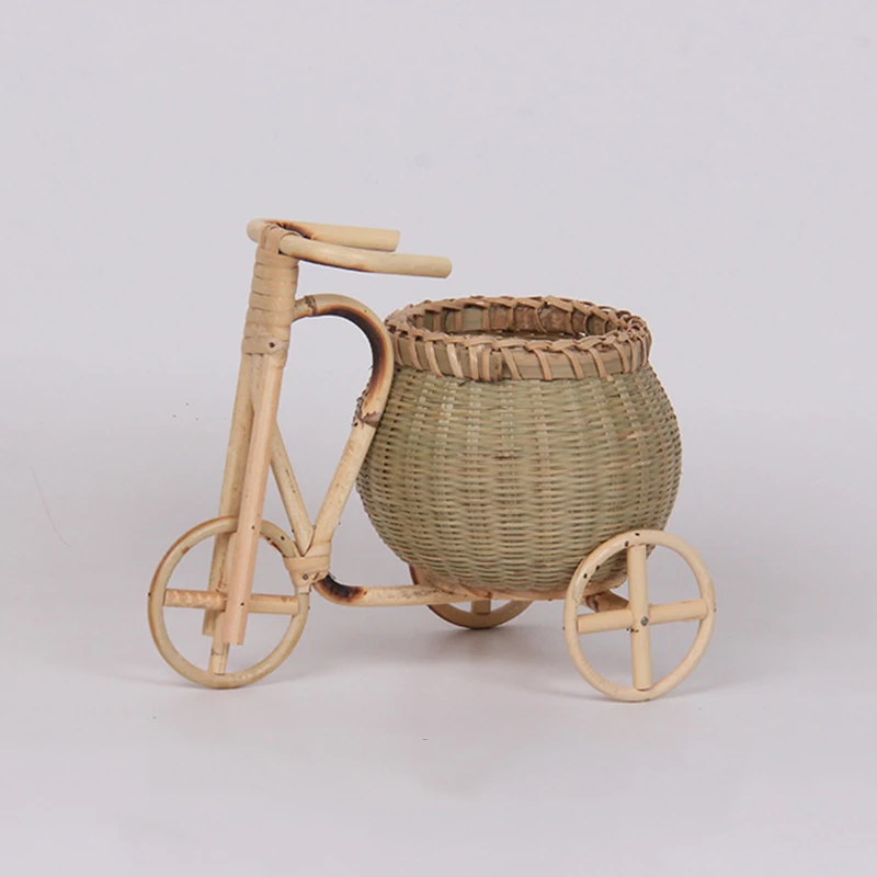 Мини бамбуковый трехколесный велосипед украшение для дома миниатюрные