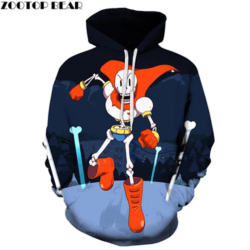 Синий кости Undertale 3D принт Для мужчин s пуловер Толстовка Модные повседневные мужские худи ПОЛУВЕРЫ-толстовки по индивидуальному заказу zootop bear