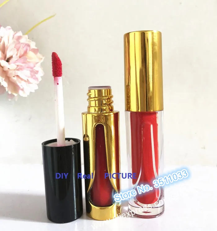 Пустой контейнер для блеска губ с полым дизайном 3 мл золотой тюбик прозрачная