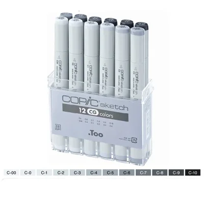 Япония,, copic, три, два, одно поколение, 12 цветов, набор, художественный маркер, ручка, набор ciao12pcs, эскиз профессионалов - Цвет: 1 generation CG