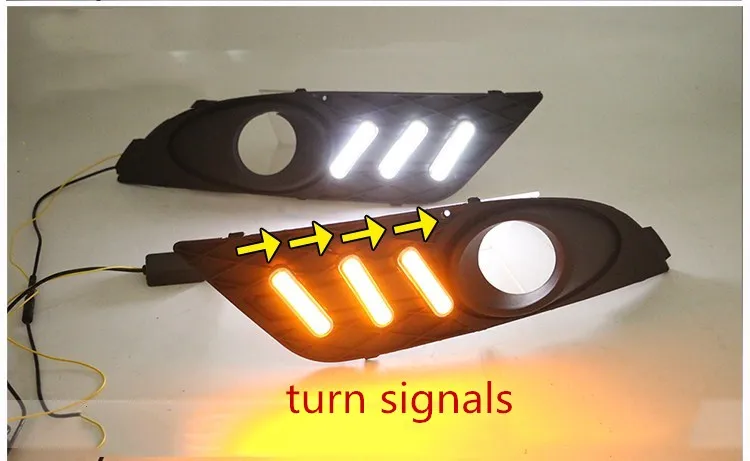 EOsuns led drl Дневной ходовой светильник для Ford focus 2007 с движущимися желтыми поворотниками и синим ночным ходовым светильник