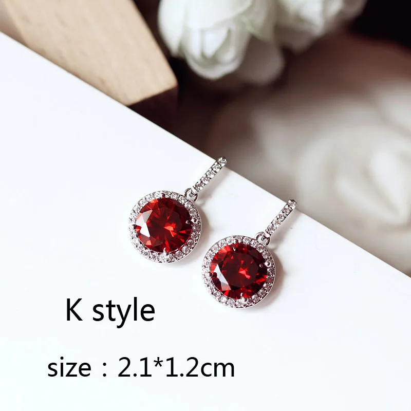 K style Роскошные бордовые винно-красные длинные висячие серьги геометрической формы с большим квадратным кубическим цирконием для женщин, вечерние, свадебные ювелирные изделия, подарок - Окраска металла: K style