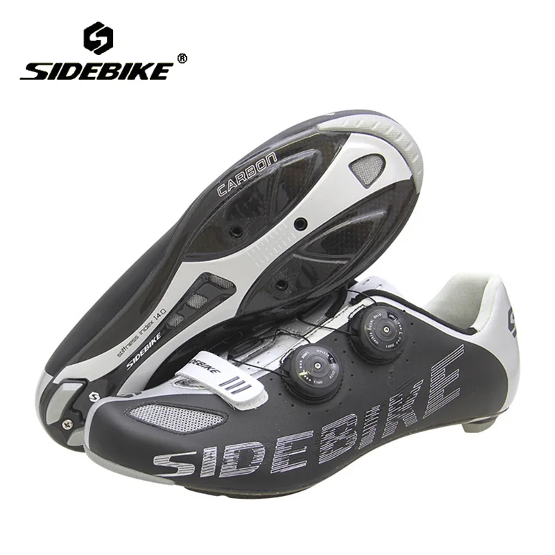 SIDEBIKE дорожный велосипедный замок обувь велосипедная обувь ультра легкая углеродная подошва Спортивная уличная велосипедная обувь дышащая Нескользящая - Цвет: Черный