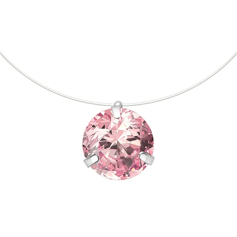 pink LASPERAL ожерелье женское невидимое Стразы прозрачная леска цепочка Кулон Ожерелье модное украшение, колье Femme - Окраска металла: pink