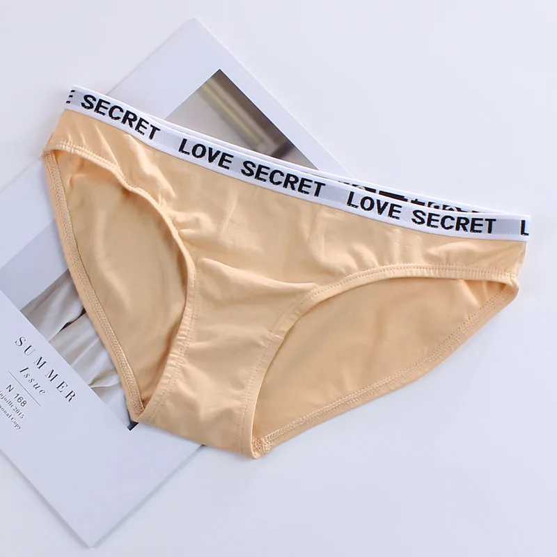 skin color Женское нижнее белье с надписью «Love Secret», хлопковые сексуальные спортивные трусы с низкой талией для студентов, здоровое дышащее нижнее белье - Цвет: skin color