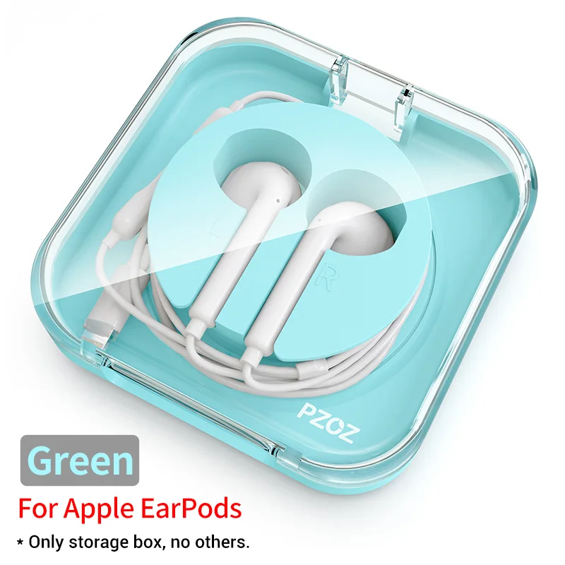 green PZOZ для apple, EarPods, коробка для хранения наушников, наушники apple, проводная Крышка для наушников, Портативная сумка для гарнитуры, чехол для apple earpods - Цвет: green