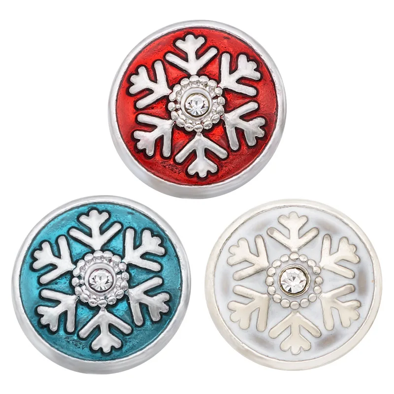 

New KZ3002 Beauty Rhinestone lovely snowflake 18mm snap buttons fit DIY snap jewelry wholesale Christmas gift