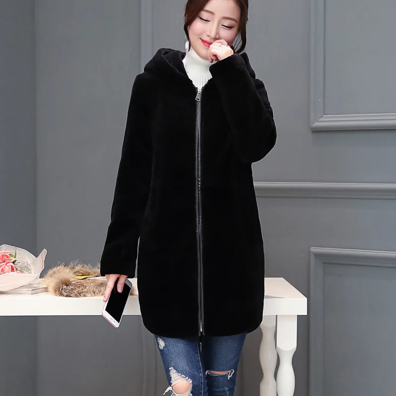 

Animal and letter print fashion wool coats outerwear women zipper hooded wool jackets plus size 2019 new arrival autumn winter