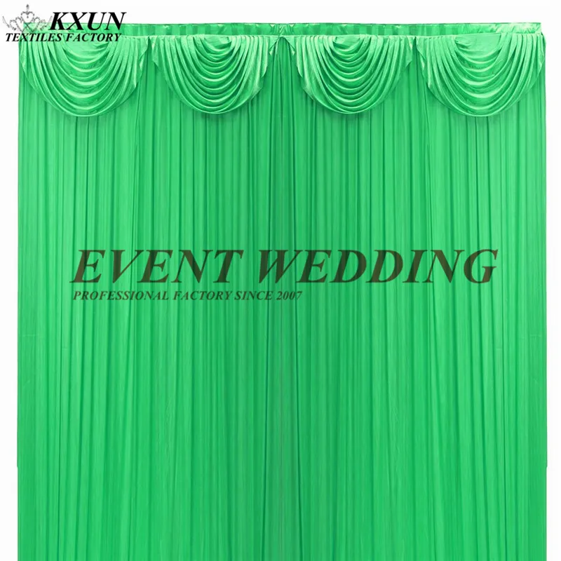 Ледяной шелк фон занавески включают топ Swag драпировка Свадебный сценический для