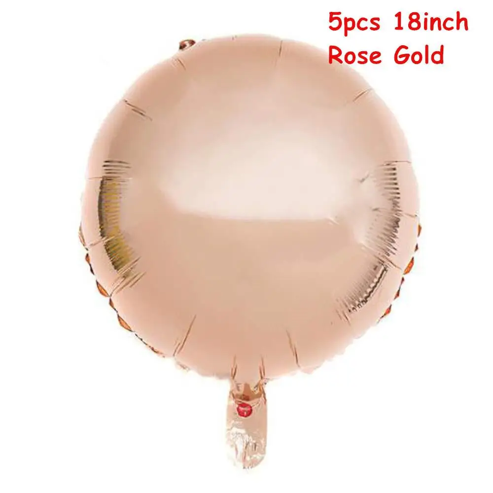 22inch Rose Gold 4D Round Heart Foil balloon Star Confetti Latex Balloons Wedding Birthday Party Decor Helium balloon - Цвет: 5pcs 18inch Round