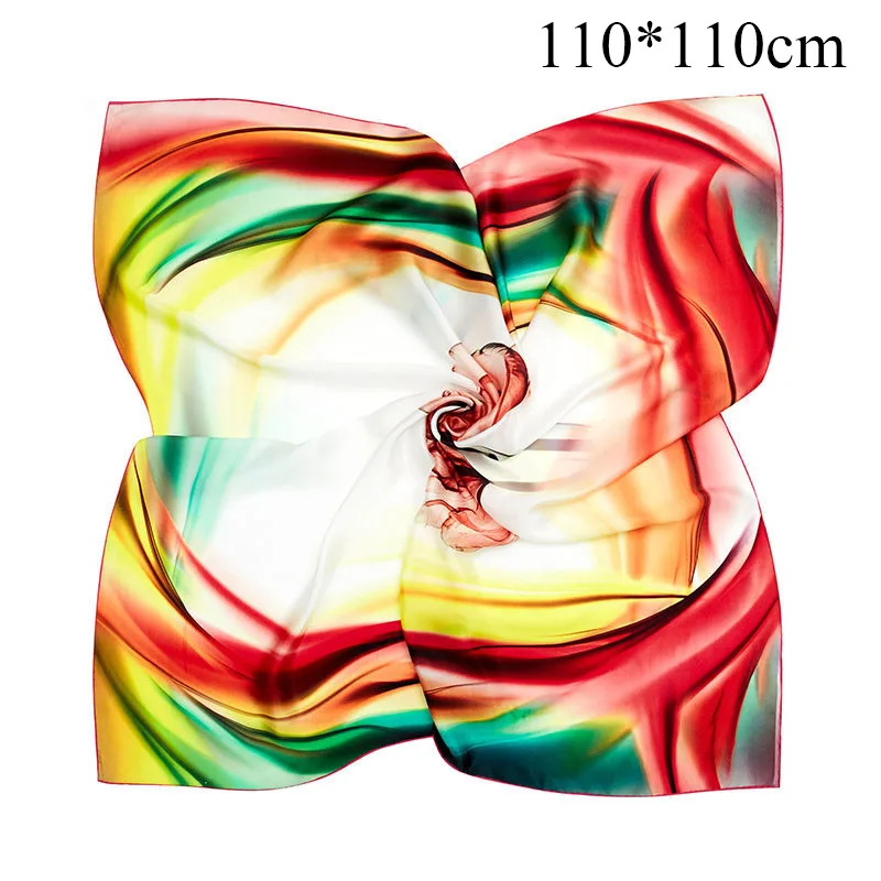 

Новинка 2019, брендовый атласный Шелковый квадратный шарф, женская большая шаль, весенне-осенний женский шарф из 100% шелка, 110*110 см, Подарочный ...