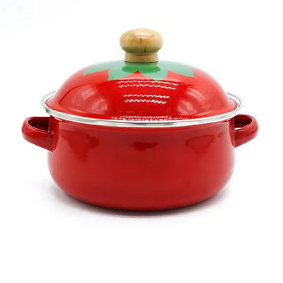 Красная эмалированная кастрюля для помидор 18 см 1 5 л|enamel pot|tomatoes potspot tomatoes |