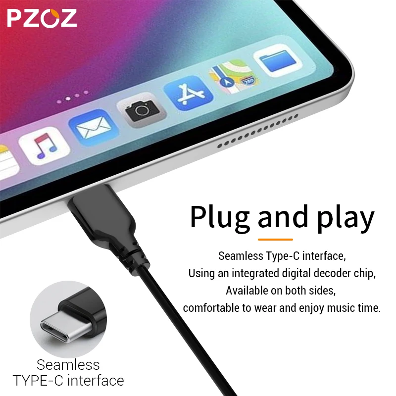 Наушники PZOZ с разъемом USB C проводные наушники вкладыши микрофоном разъём type c для