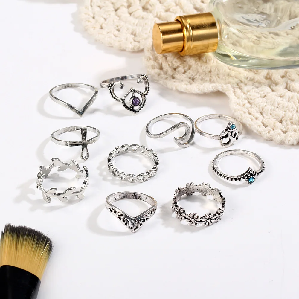 Набор Колец средней длины в стиле Бохо 10 шт./компл.|knuckle rings for women|midi ringknuckle ring |