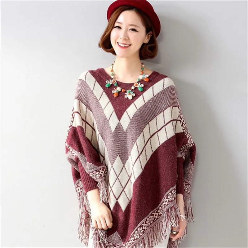 Корейские Новые поступления свитера с рукавами летучая мышь кисточками