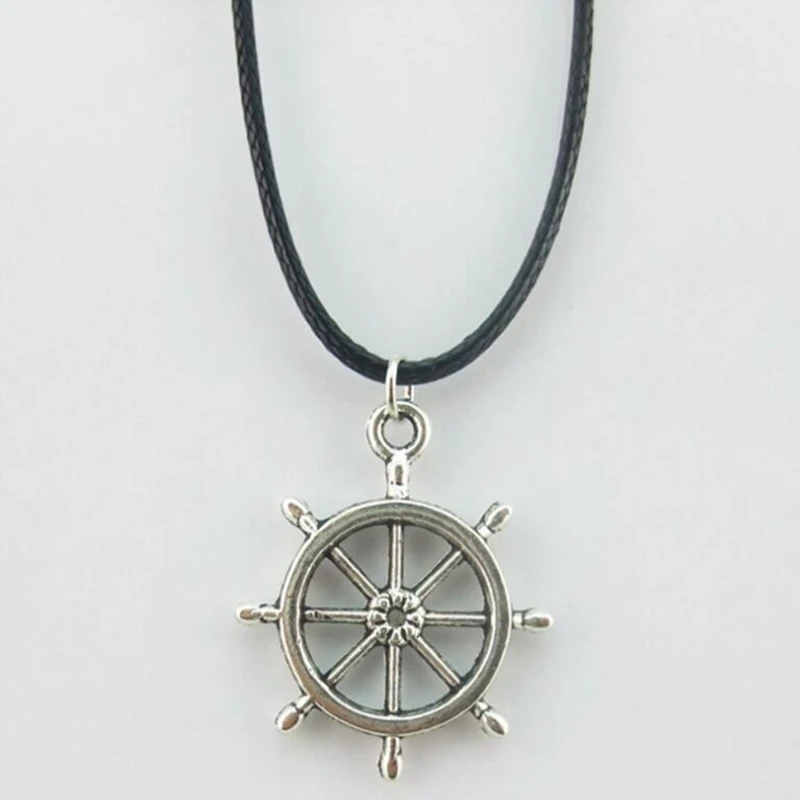 Лидер продаж 1 шт. древнее серебро якорь руль звезда ручная подвеска кожаный
