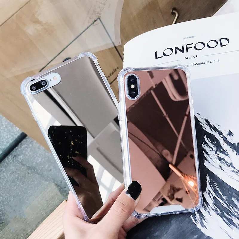 Четыре угла анти осенний зеркальный чехол для телефона IphoneXR XSMAX X макияжа Iphone6 6S 7 8