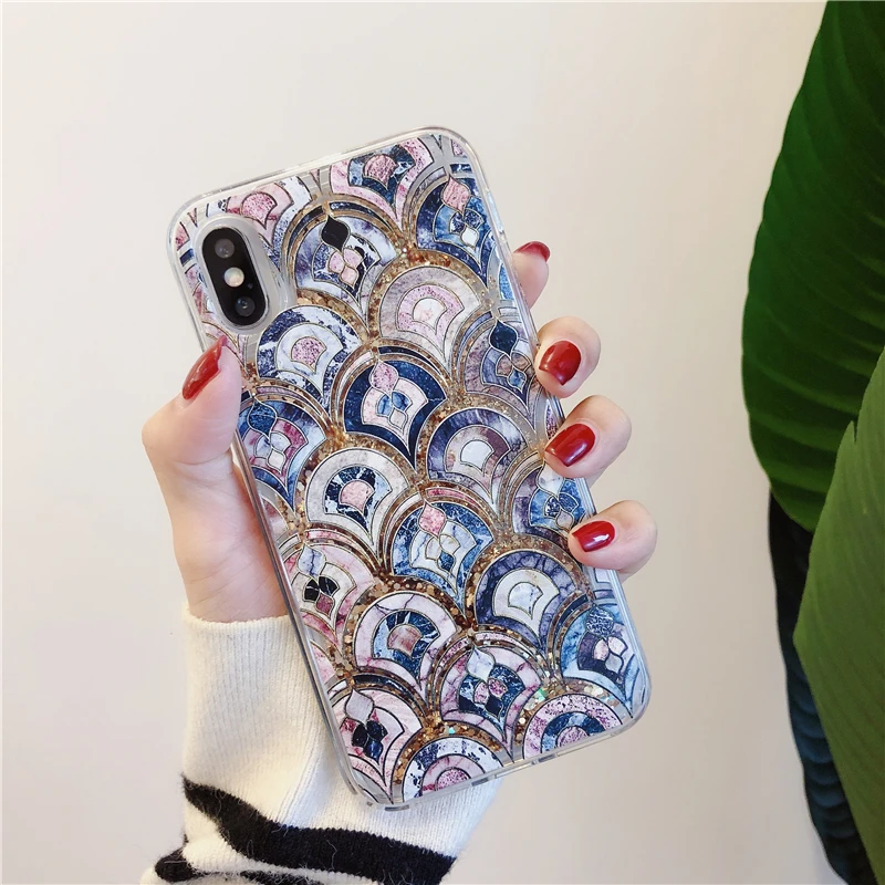 GlamPhoneCase Quicksand Fish Scales Phone Case For iPhone 7 8 Plus Simple Cases XR XS Max 6 6S Cover | Мобильные телефоны и